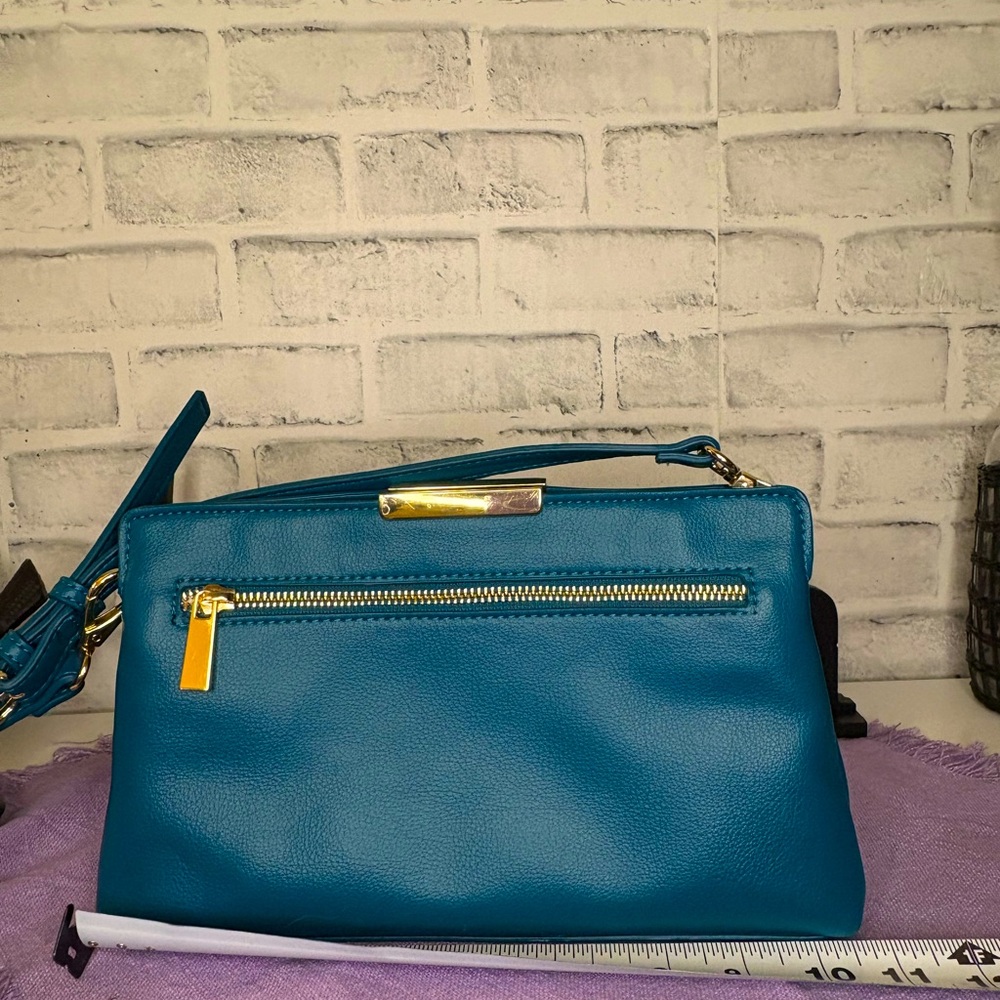 Teal Leather Crossbody Bag